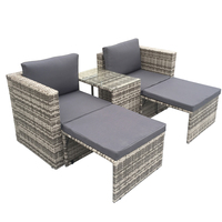 Vente en gros d'usine de mobilier d'extérieur, jardin, patio, balcon, ensemble de canapé de taille mini avec boîte de rangement, chaise longue en rotin