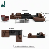 Ensemble de canapés de bureau modulaires en cuir noir de luxe moderne, écologiques, durables, en forme de U, pour réception, salle de direction