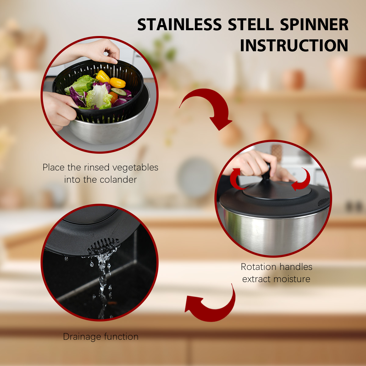 salad spinner stainless steel