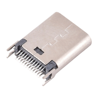 Connecteur femelle USB-C 24P, pas de 1,0 mm, montage central, longueur 10,5 mm, 10 000 cycles, pour charge d'ordinateurs portables et tablettes