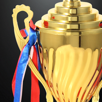 Trophée d'artisanat en métal de modèle de vague d'eau d'approvisionnement d'usine pour des coupes de trophées de sport et de jeux de tasse de trophée en métal de grande oreille de Chine