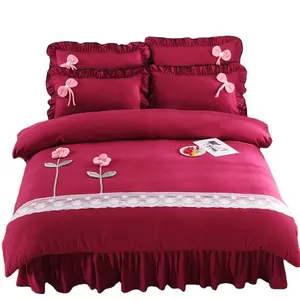 Fashion design four-piece modal durable reactive dying hand feeling high quality fabric all ages bed skirt bedding sets