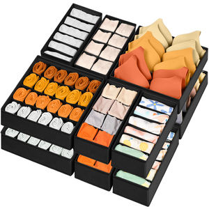 12-Pack Modern Rectangle Foldable Fabric Dresser Drawer Dividers 10-20L Capacity Closet Organizers <b>Storage</b> <b>Box</b> Clothing - Product Image 3