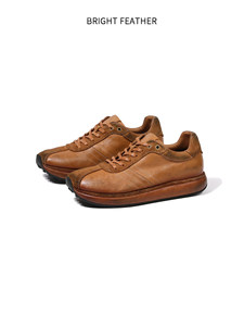 Stivali Desert in Vera Pelle Stile Vintage con Punta Rotonda e Lacci, <span class=keywords><strong>Scarpe</strong></span> da <span class=keywords><strong>Uomo</strong></span> con Suola Spessa, Casual Marroni Fatte a Mano per Viaggi d'Affari - Product Image 4