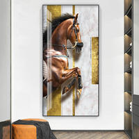 Impression sur toile de cheval au galop, design de luxe, décoration intérieure, art mural pour salon, peinture numérique sur porcelaine cristalline