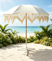 Parasol moderne bohème tropical en macramé avec franges, imperméable, en acier inoxydable, grand format, pour terrasse extérieure, pelouse, cour, restaurant