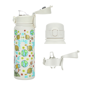 Botella de agua ecológica de acero inoxidable con diseño de dibujos animados, aislada al vacío, de 600 ml, para niños. - Product Image 3