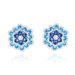 <span class=keywords><strong>Orecchini</strong></span> a Perno CWW di Alta Qualità con Design 3D Multiplo, Grande Fiore Blu in Zirconia Cubica, Gioielli di Lusso per Matrimoni e Feste - Product Image 6