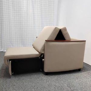 Multifunctional Single Folding <b>Sofa</b> <b>Bed</b> With <b>Storage</b> Cabinet Light Yellow Leather KM-PHS06 Living Room Use - Product Image 3