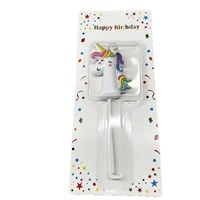 Bougies d'anniversaire numériques 0-9 en cire de paraffine peinte, motif licorne blanche, pour décoration de gâteaux et fournitures de fête, pour l'exportation