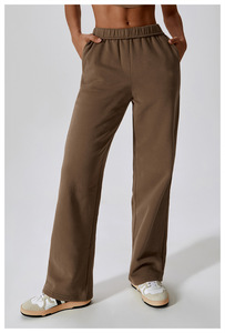Pantalones de <span class=keywords><strong>mujer</strong></span> en 5 colores, pantalones de correr de cintura alta informales de lana de algodón con bolsillos, logotipo personalizado, gimnasio, Fitness, ropa deportiva, pantalones para correr - Product Image 4