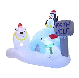 Large Outdoor <strong>Christmas</strong> Inflatable Decor, Santa on Polar Bear with Penguins, Big LED Lighted Holiday Yard Decoration - Product Image 2