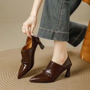 Bottines à lacets pour femmes, bottines à talons hauts, bottines à talons épais pour les soirées, l'hiver et les tenues de soirée - Product Image 1