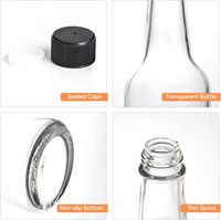 Bouteilles de sauce piquante en verre de 100 ml, 150 ml, 250 ml avec compte-gouttes, bouchons noirs et film rétractable pour vinaigrette