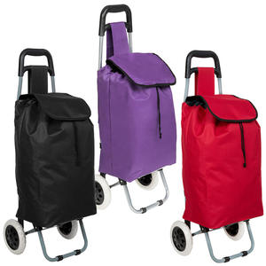Vente en gros personnalisé personnalisé noir maison portable pliant épicerie voyage shopping bagages chariot sac avec 2 roues de roulement