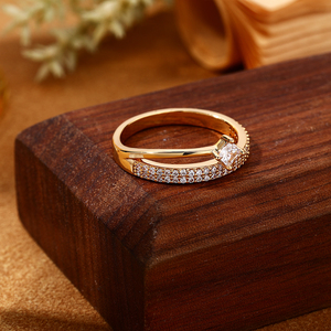 Изящное кольцо из 18-каратного золота с блестящими камнями, кольцо-обручальное с иллюзией звезды из циркония, для женщин - Product Image 5