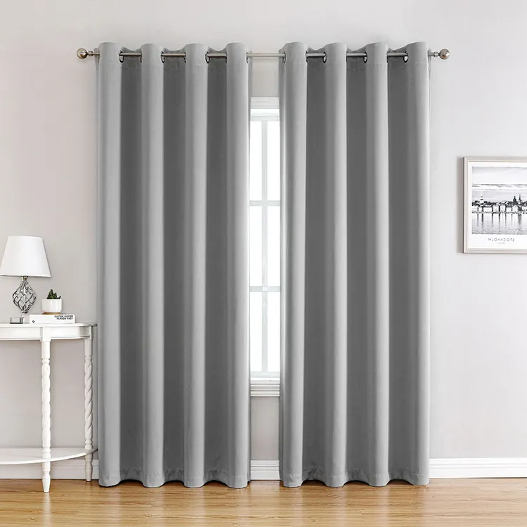 Amazons Hot Sale Plain Solid Color Blackout Fancy Thick Bedroom Curtain for Living room