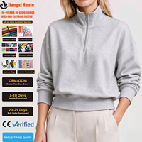 Sweat-shirt décontracté en molleton de coton pour femme, col montant zippé 1/4, idéal pour l'automne