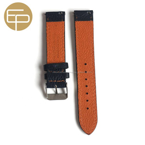 personnalisé bleu marine doux veau véritable bracelet de montre en cuir avec doublure orange 14 16 18 20 22 24 26mm - Product Image 4