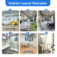 Maison conteneur préfabriquée extensible de luxe moderne de 20 pieds, villa en acier pliable, cabane 1 chambre 1 salle de bain, salon, faible coût