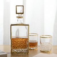 Verres à whisky en verre gravé au diamant de 10oz, plaqué or et pour cadeaux