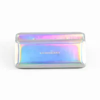 Étui à lunettes de soleil rectangulaire rigide holographique argenté, écologique et de qualité supérieure, pour le rangement et le transport des lunettes.