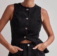 Mode nouvelle taille taille haute lâche Denim Shorts genou longueur jean gilet haut et short deux pièces Denim ensembles