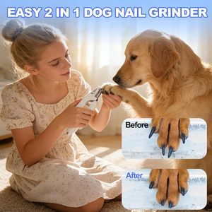 Coupe-ongles et lime <span class=keywords><strong>à</strong></span> ongles pour animaux de compagnie, deux-en-un, équipement compact et silencieux pour chats et chiens, fabriqué en Chine - Product Image 2
