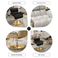 Chaise de salon de barbier moderne en métal avec pompe hydraulique Siège en cuir à hauteur réglable-Utilisation commerciale haut de gamme élégante