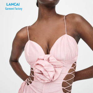 เดรสคล้องคอแต่งเองได้หรูหราเดรสงานปาร์ตี้แขนกุดผ้าซาตินหรูหราสำหรับผู้หญิง - Product Image 4