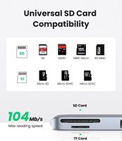 Adaptador USB C UGREEN para MacBook Thunderbolt 3 Hub con 3 USB 3.0, 100W USB C Power Delivery, Lector de Tarjetas Micro SD y SD