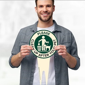 Heavy-Duty Rust-Free Aluminum Composite Sign <b>for</b> Indoor/Outdoor Use Please Clean Your Pet Sign Integrated <b>Ground</b> <b>Stakes</b> PP Cut - Product Image 3