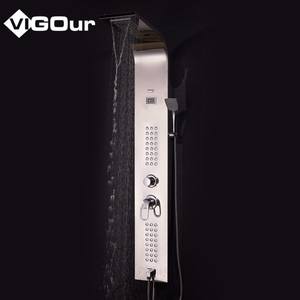 Columna de Ducha Moderna de Pared con Acabado Cromado para Hoteles, con Efecto Lluvia, Alta Presión, Triple Salida de Agua y Barra Deslizante - Product Image 4