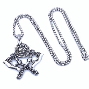 <b>Viking</b> <b>Axe</b> Pendant Stainless Steel Men's Necklace Shield Rune Design Themed Pendants Gift 216062 - Product Image 4