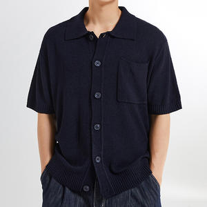 Polo de algodón texturizado personalizado, camisetas de punto de manga corta con diseño transpirable hueco para hombre - Product Image 1