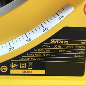 Scie à table coulissante professionnelle 2000W pour le travail du bois avec aspiration des poussières DWE7492 - Product Image 4