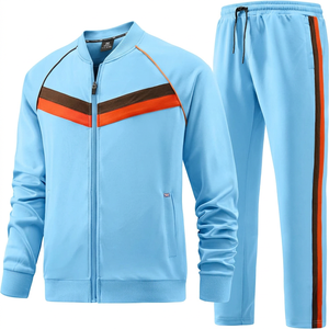 Survêtement en molleton 2 en 1 pour homme, couleur beige, veste zippée et pantalon, style sportif décontracté, streetwear, manches longues, vêtements d'hiver - Product Image 5