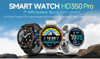Montre connectée sportive HD350pro IP67 pour l'extérieur avec écran IPS, fonction d'appel, moniteur de fréquence cardiaque, suivi du sommeil, boussole et fonctionnalités d'altitude
