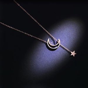 Oro puro de la joyería de las mujeres collar 18K oro Real <span class=keywords><strong>estrella</strong></span> y Luna collar de capa COLLAR COLGANTE de diamantes - Product Image 3