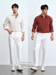 بنطلون جينز رجالي أبيض من الرامي بتصميم كلاسيكي أنيق للخريف، سروال كاجوال بسيط متعدد الاستخدامات مصنوع في الصين - Product Image 4