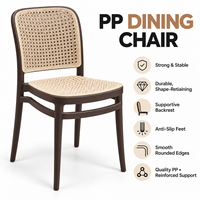 Chaise de bistrot en PP marron café, assise en faux rotin, sans accoudoirs, mobilier de salle à manger pour café, restaurant, sièges d'invités, jardin, terrasse extérieure