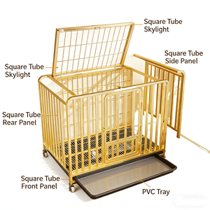 Jaula para Perros Grandes Personalizada, Plegable, de Metal, con Doble Puerta, Diseño Sólido con Botones, Bandeja de Plástico, Ecológica - Product Image 1