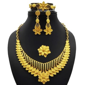 Vàng Sang Trọng Màu Sắc Trang Sức Set 24K Mạ Vàng Ấn Độ Quyến Rũ Đồ Trang Sức Cưới Set Cho Món Quà Cưới - Product Image 3