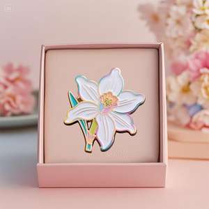 เข็มกลัดดอกไม้เคลือบสีรุ้งแบบใหม่ ดีไซน์ซับซ้อน งานโลหะประดับเสื้อผ้า กระโปรง ปกเสื้อ หมวก กระเป๋า - Product Image 6