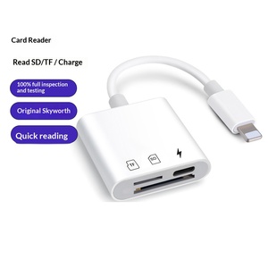 <span class=keywords><strong>Adaptateur</strong></span> de carte mémoire SD/TF haute vitesse compatible avec les iPhones/iPads, pour connexion, matériau ABS - Polyvalent trois-en-un - Product Image 1
