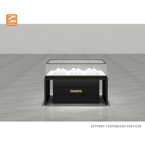 <span class=keywords><strong>Vitrine</strong></span> à bijoux moderne de luxe noire personnalisable avec éclairage LED, design en verre écologique, fonctionnalités verrouillables - Product Image 4