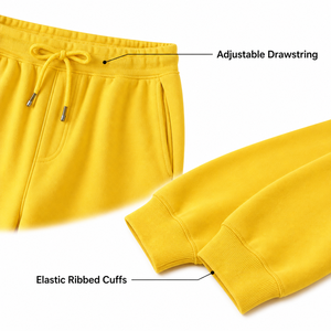 Professional Custom Logo <b>Yellow</b> Fleece <b>Tracksuit</b> with Pullover Hoodie and Matching Jogger Pants for Streetwear Fashion Brands - Product Image 6