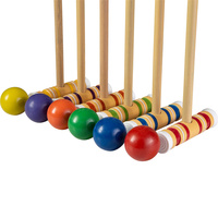 WECARE Jeu de croquet de jardin pliable en bois vintage amusant