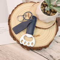 Ouvre-bouteille en acier inoxydable portable en forme de patte de chat en cuir PU, nouveau design, ouvre-bouteille de bière et de vin, porte-clés