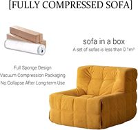 Canapé compressé sans structure en mousse haute densité et laine d'agneau, gain de place, pour petit appartement en France, idéal pour salon